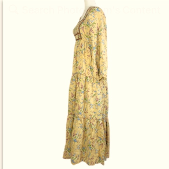 1970's Jody T Vintage Maxi Dress 7 Cottagecore Prairie Hippie Granny - Picture 4 of 12